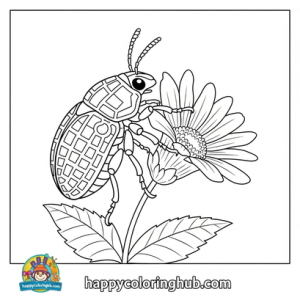 Mosaic beetles coloring page for kids