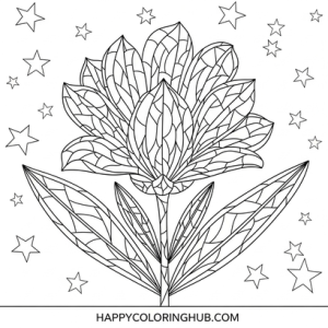 Mosaic flowers coloring pages