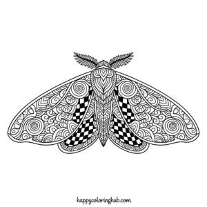 Moths winter coloring page for stress relief