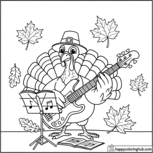 Musical instruments thanksgiving coloring page for men