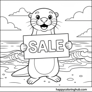 Otters shopping coloring page for relaxation