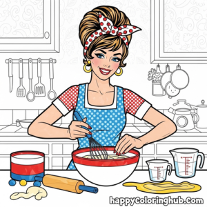 Pop art bakeries coloring page for women