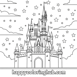 Pop art castles coloring page for teens