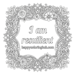 Positive affirmations for success coloring page
