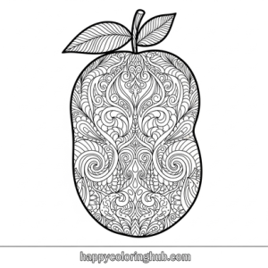 Psychedelic fruit coloring page for kids