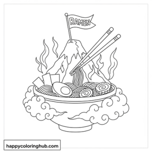 Ramen hiking coloring pages