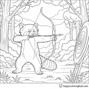 Red pandas working out coloring pages