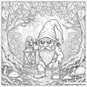 Relaxing creepy kawaii gnomes coloring page