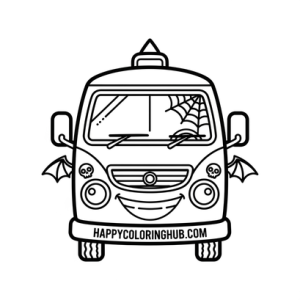 Relaxing pastel goth camper vans coloring page