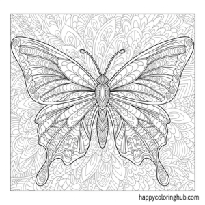 Relaxing vintage butterflies coloring page