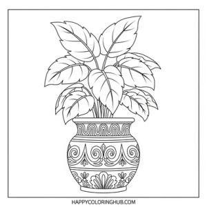 Renaissance houseplants coloring page for stress relief