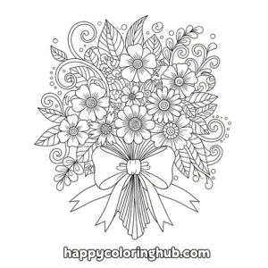 Retro 90s flowers coloring page