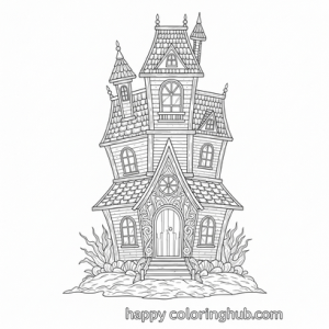 Reverse haunted houses coloring page for kids