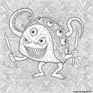 Sassy creepy kawaii tacos coloring page