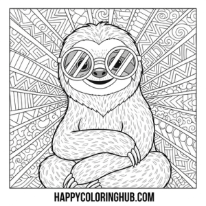 Sassy doodle sloths coloring page