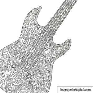 Scary geometric guitars coloring page