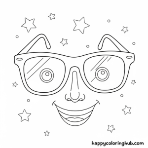 Sketchy glasses coloring page for adults