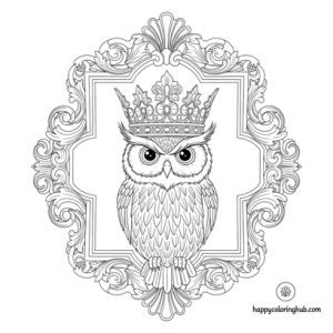 Surreal owls coloring page for seniors