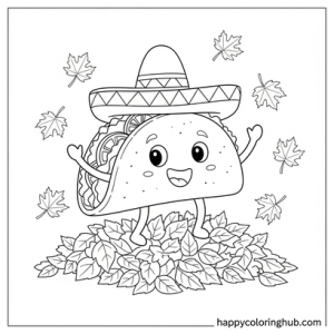 Tacos autumn coloring page