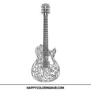 Tattoo style guitars coloring pages