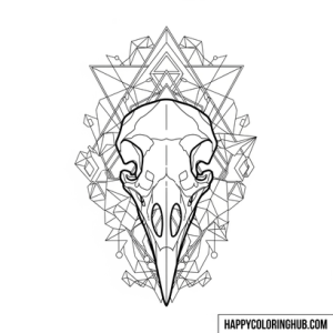 Tattoo style ravens coloring page for relaxation