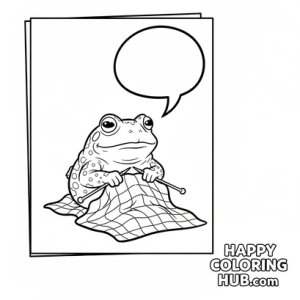 Toads knitting coloring page for anxiety relief