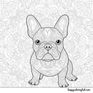 Vintage french bulldogs coloring page for kids