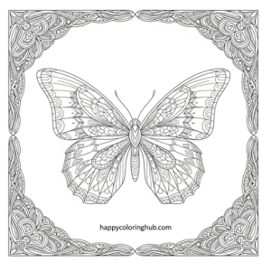 Watercolor style butterflies coloring page for seniors