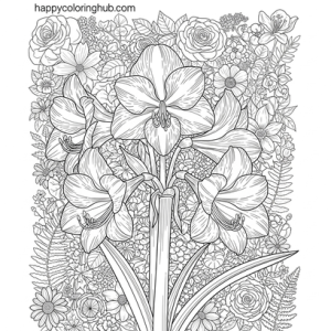 Amaryllis coloring page for adults