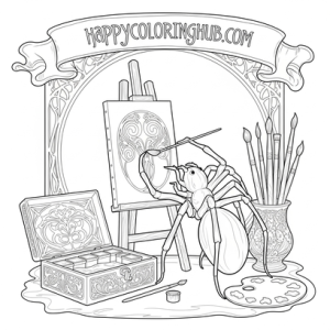 Beautiful art nouveau spiders coloring page