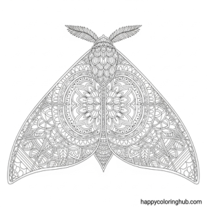 Beautiful mandala moths coloring page
