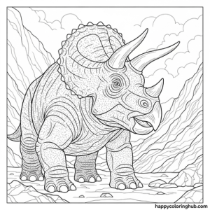 Beautiful minimalist dinosaurs coloring page