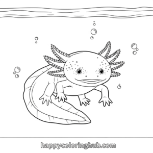 Black background axolotls coloring page