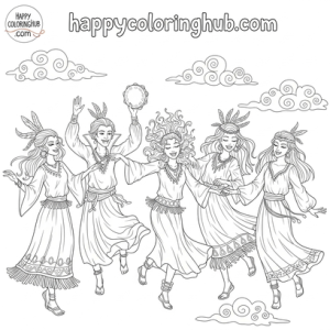 Boho vampires coloring page for relaxation