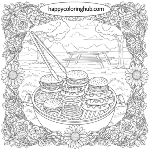 Bold and easy bbq coloring page