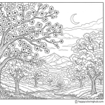 Cherry blossom coloring page for adults
