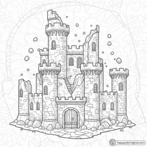 Chibi castles coloring page for teens