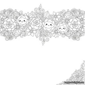 Chibi succulents coloring page for kids