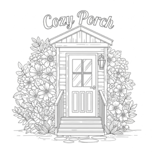 Cozy porch coloring page