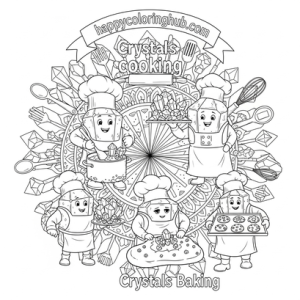 Crystals cooking coloring page for seniors