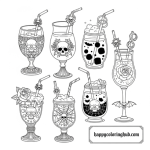 Cute gothic cafes coloring page