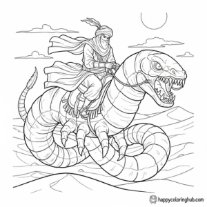 Dark fantasy deserts coloring page for men