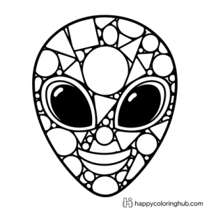 Easy mosaic aliens coloring page