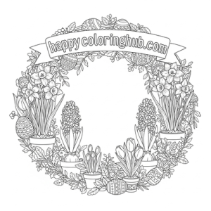 Houseplants easter coloring page for adults