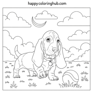 Large print basset hound coloring page