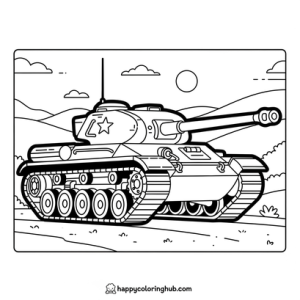 Military vehicles coloring page