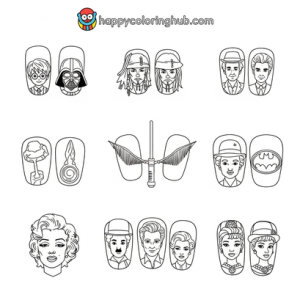 Nail art design coloring page