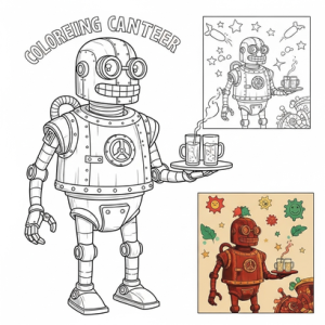 Relaxing steampunk deserts coloring page