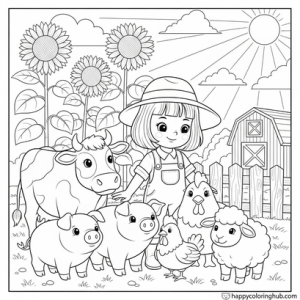Retro 90s farms coloring page for teens