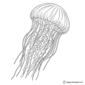Scary sketchy jellyfish coloring page